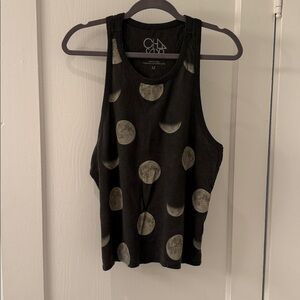 Chaser LA Black Lunar Phase Moon Racerback Faded Tank Top